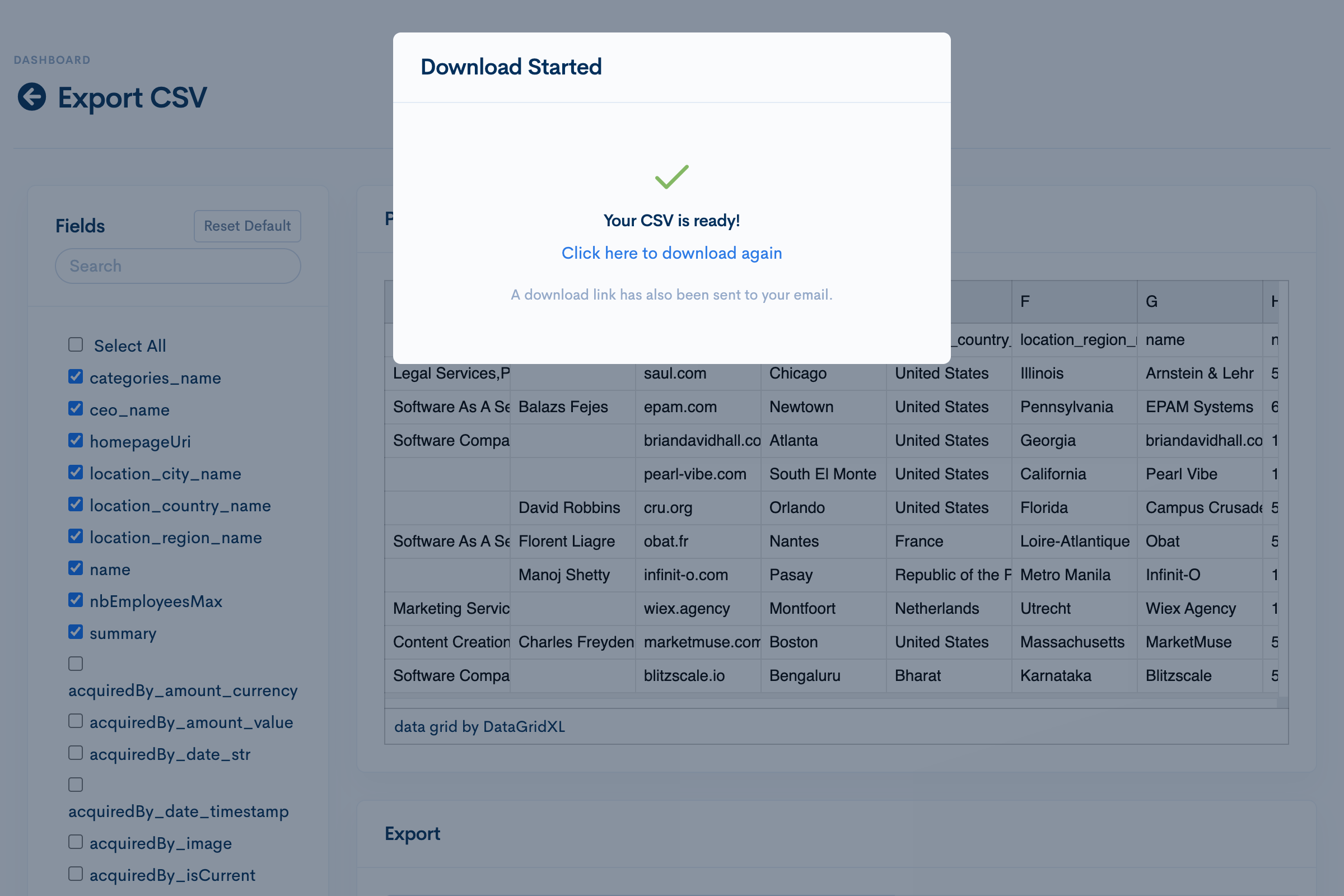 CSV is ready