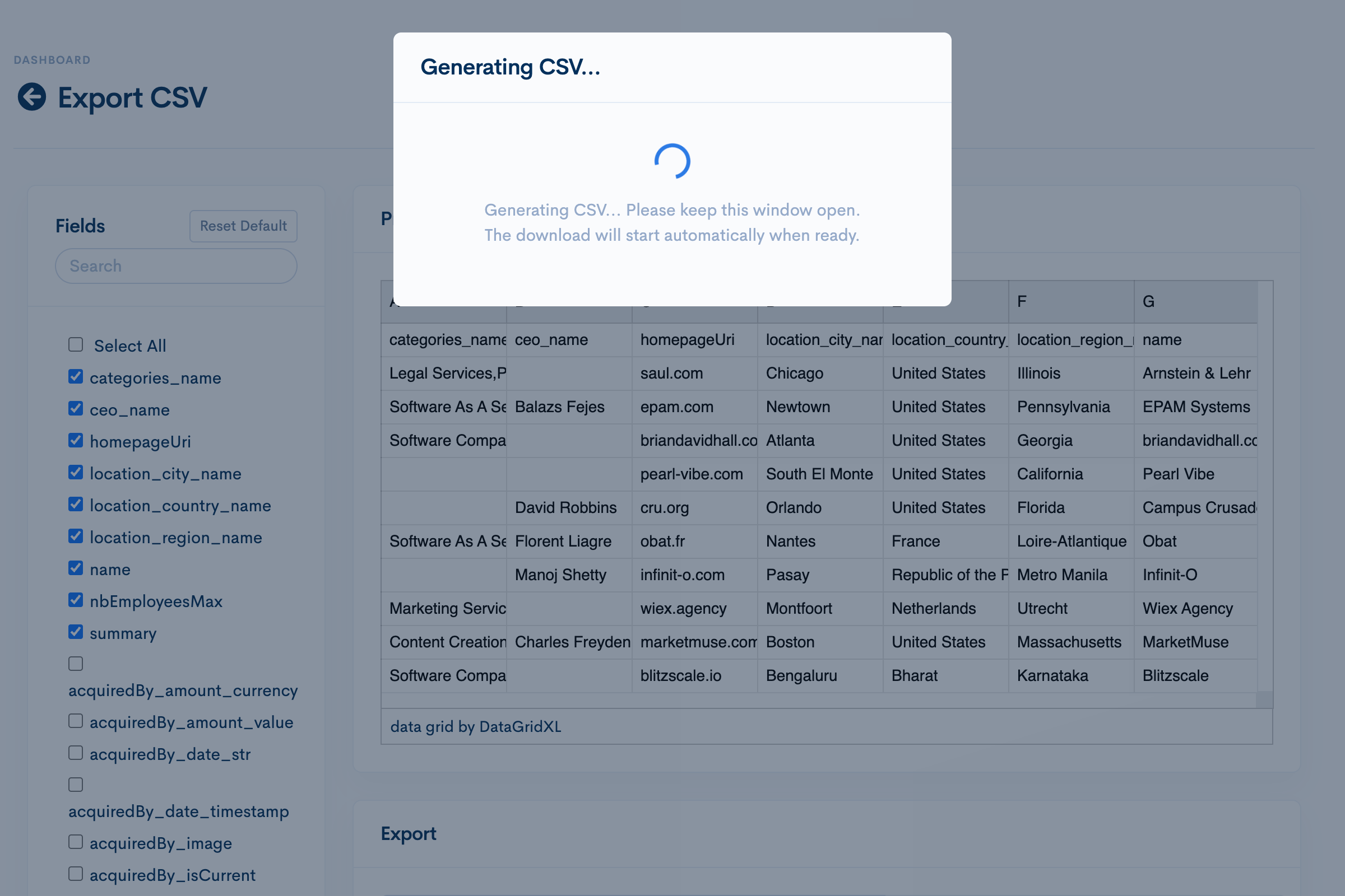 Generating CSV